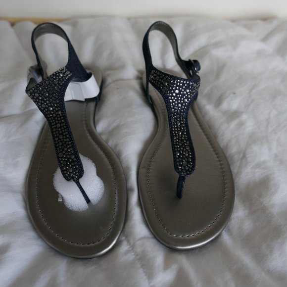 Kyrie Embellished Flat Sandals - Picture 1 of 5